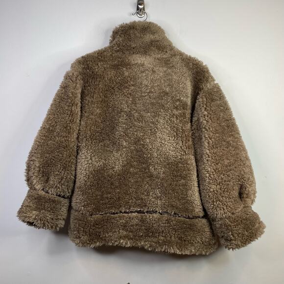 ASOS Hero Borg Brown Faux Fur Teddy Bomber Chuck on Coat Jacket 6 Petite New - Picture 8 of 16